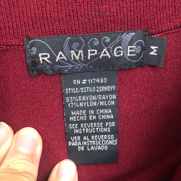 RAMPAGE Juniors Cowlneck Sweater Long Sleeve Wine Red Basic Pullover - Picture 9 of 9